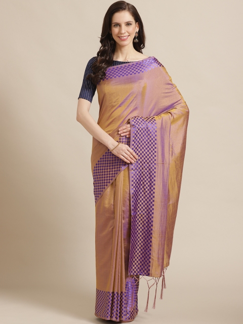 

Saree mall Beige & Purple Solid Dual-Tone Saree