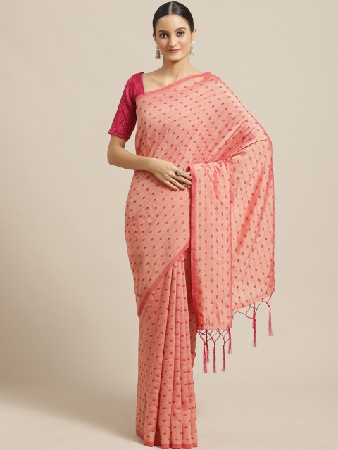 

Saree mall Pink Dobby Weave Saree