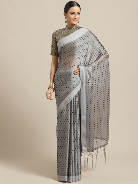 

Saree mall Grey & Black Dobby Weave Saree