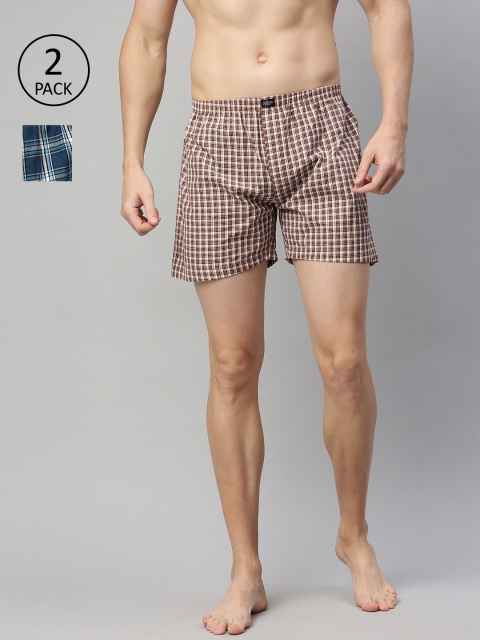 

Roadster Men Pack of 2 Checked Pure Cotton Boxers RDST-BOX-2PP-012, Mustard