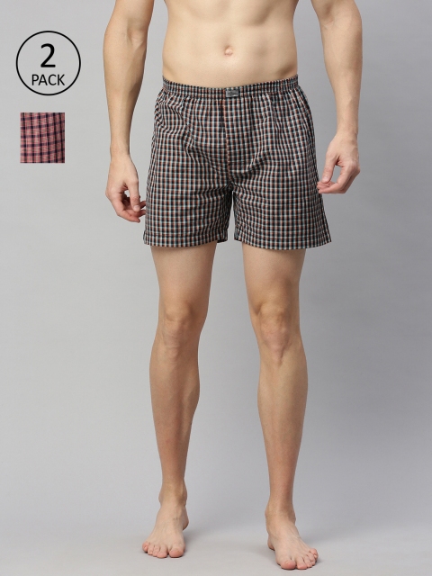 

Roadster Men Pack of 2 Checked Pure Cotton Boxers RDST-BOX-2PP-007, Green