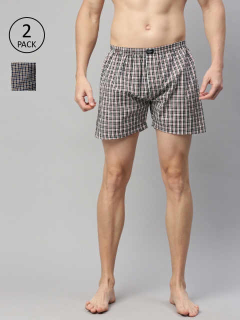 

Roadster Men Pack Of 2 Checked Boxers, Black