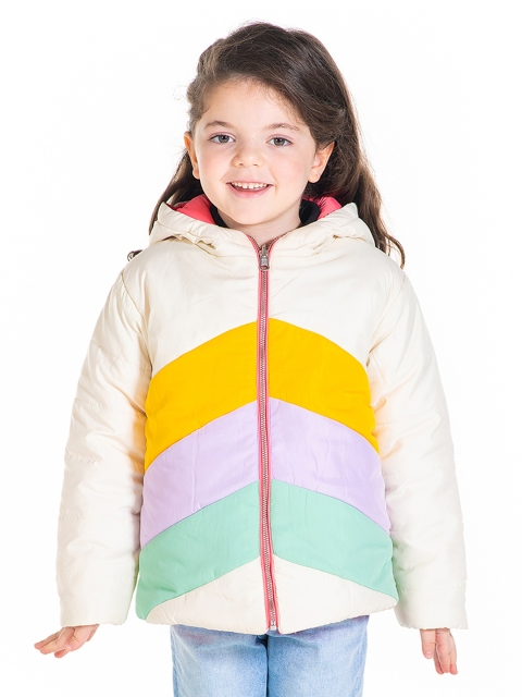 

Cherry Crumble Kids Pink Solid Hooded Reversible Padded Jacket