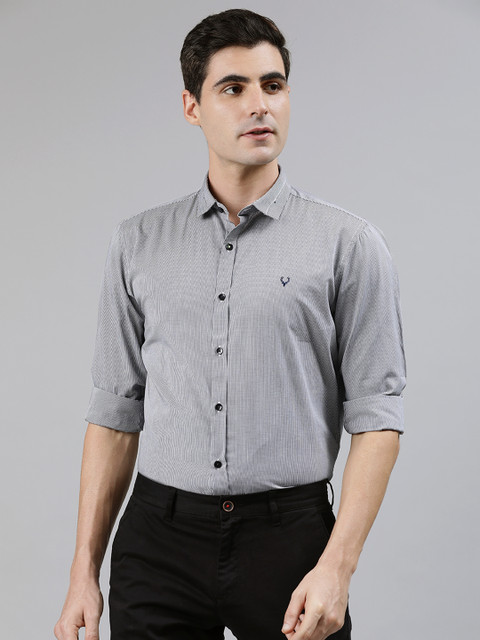 

Allen Solly Men White & Black Regular Fit Micro Checked Smart Casual Shirt