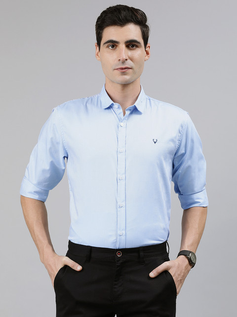 

Allen Solly Men Blue Regular Fit Self-Checked Antibacterial Smart Casual Shirt