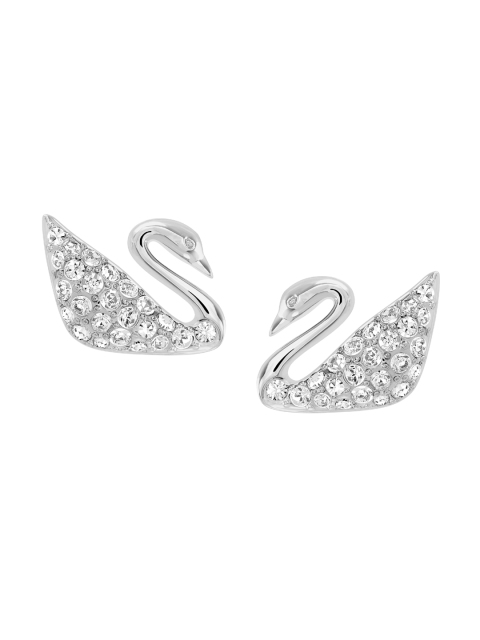 

SWAROVSKI White Rhodium-Plated Swan Pe Stud Cry Rhs Quirky Studs