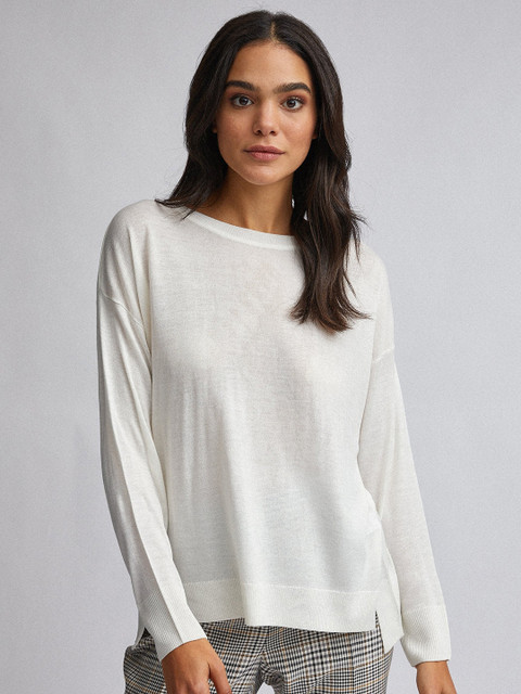 

DOROTHY PERKINS Women Off-White Solid Pullover Sweater