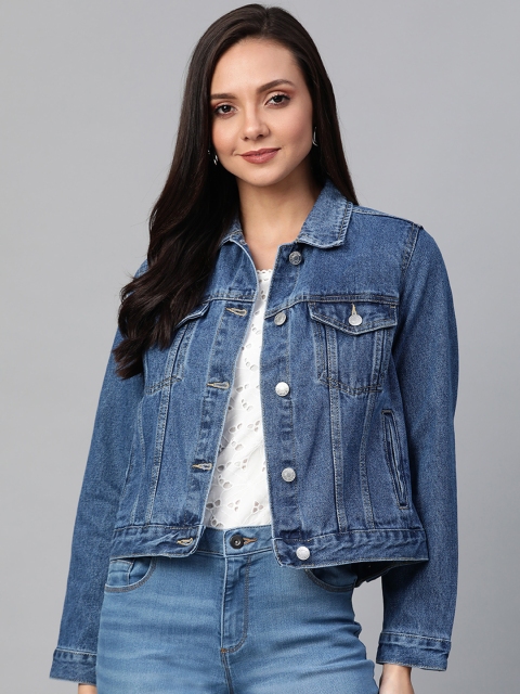 

DOROTHY PERKINS Petite Women Blue Solid Denim Jacket