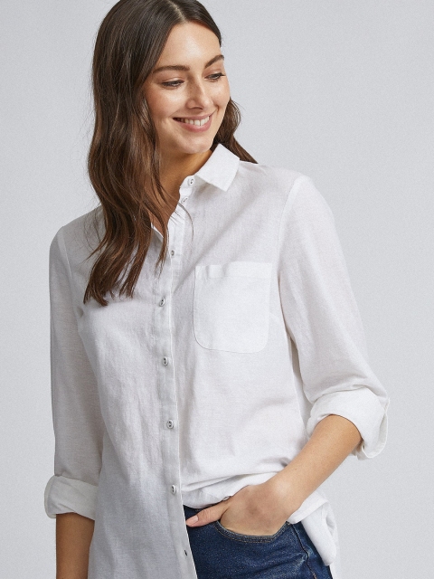 

DOROTHY PERKINS Women White Regular Fit Solid Casual Shirt