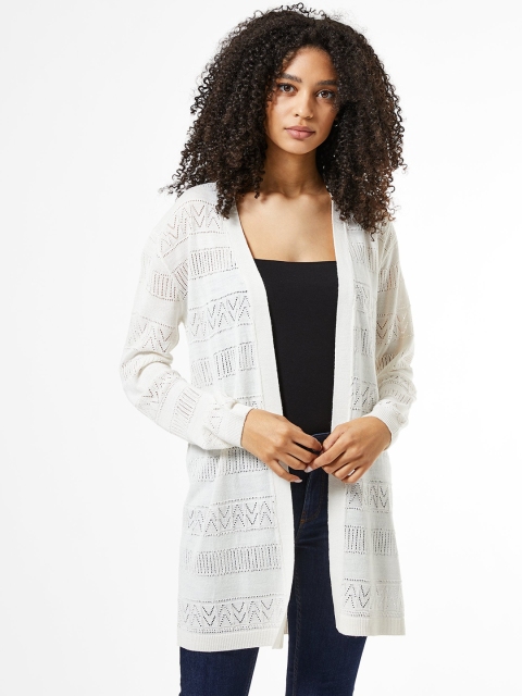 

DOROTHY PERKINS Women White Open-Knit Front-Open Sweater
