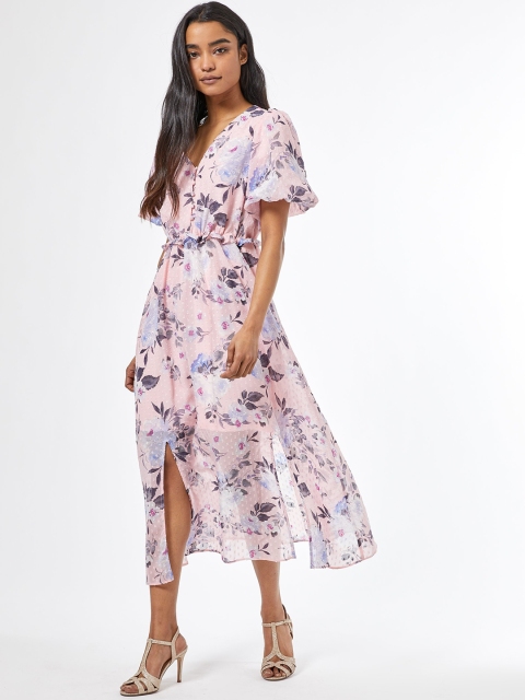 

DOROTHY PERKINS Women Pink & Blue Floral Printed A-Line Dress