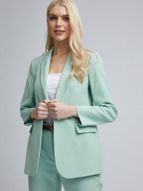 

Dorothy Perkins Women Green Solid Open-Front Formal Blazer