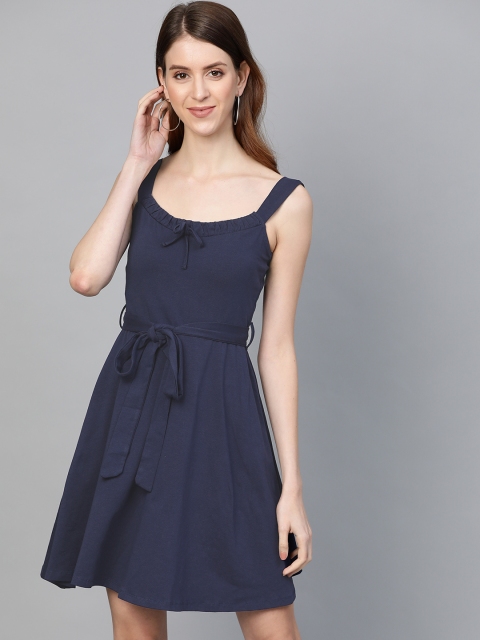 

DOROTHY PERKINS Women Navy Blue Solid A-Line Dress