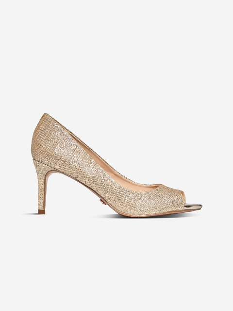

DOROTHY PERKINS Women Rose Gold-Toned Woven Design Shimmer Peep Toes