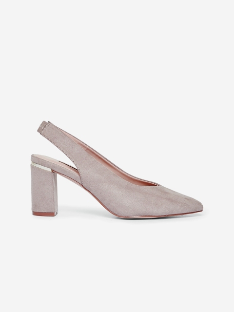 

DOROTHY PERKINS Women Taupe Suede Finish Solid Block Heel Pumps