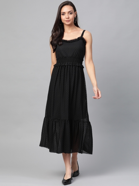 

DOROTHY PERKINS Women Black Self Design A-Line Dress