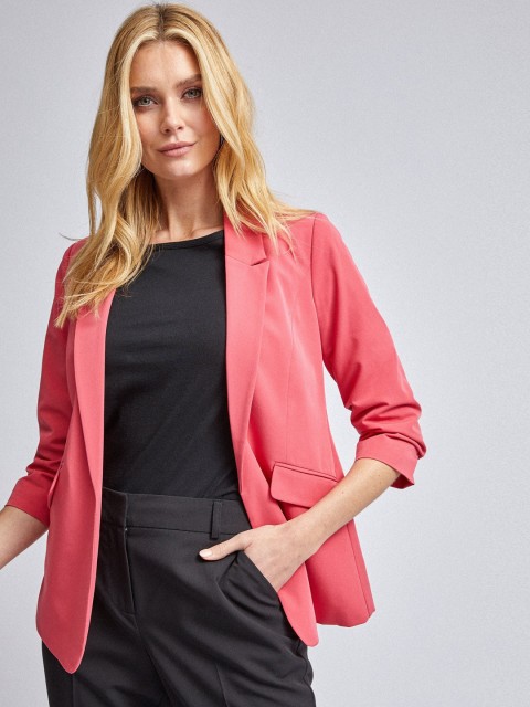 

Dorothy Perkins Women Pink Solid Open-Front Formal Blazer