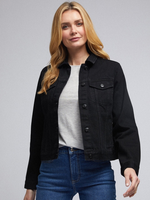 

DOROTHY PERKINS Women Black Solid Denim Jacket