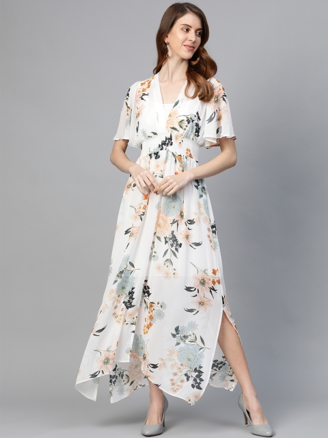 

DOROTHY PERKINS Women White Floral Print Maxi Dress