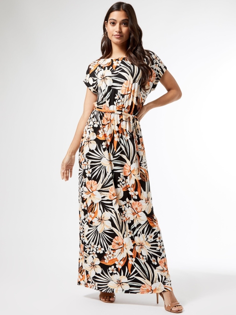 

DOROTHY PERKINS Women Black & White Tropical Print Maxi Dress