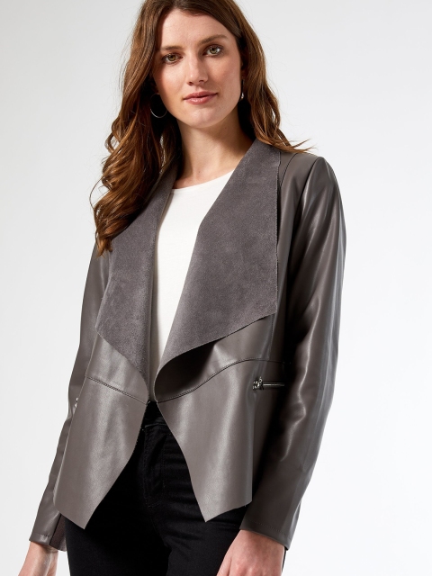 

DOROTHY PERKINS Women Taupe Solid Open Front Jacket