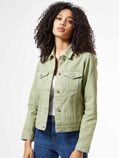 

DOROTHY PERKINS Women Green Solid Denim Jacket
