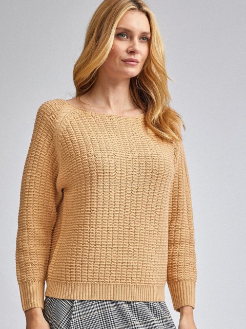 

DOROTHY PERKINS Women Beige Self Design Pullover, Brown