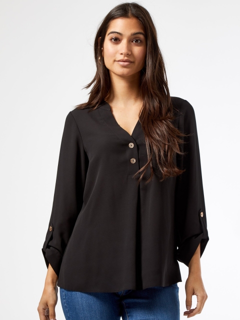 

DOROTHY PERKINS Women Black Petite Solid Top