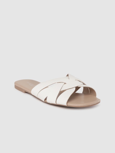 

DOROTHY PERKINS Women Off-White Wide Fit Croc-Textured Open Toe Flats