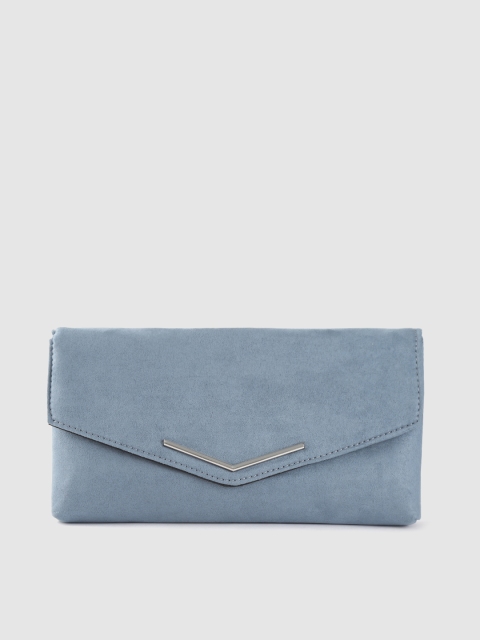 

DOROTHY PERKINS Teal Blue Solid Suede Finish Envelope Clutch