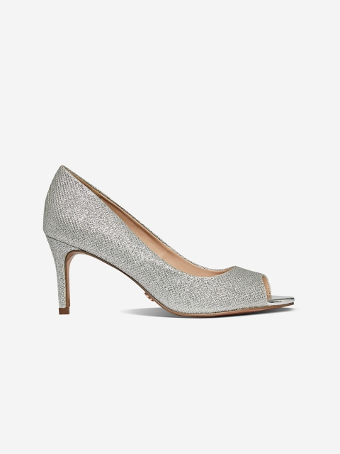 

DOROTHY PERKINS Women Silver-Toned Shimmer Peep Toes