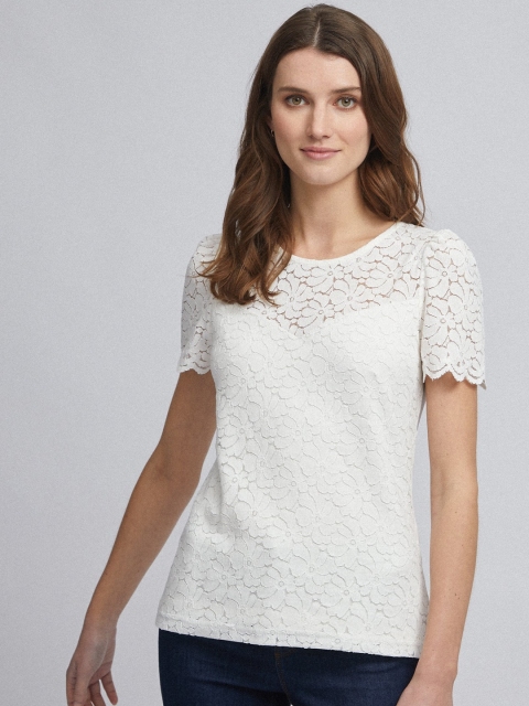 

DOROTHY PERKINS Women Off-White Lace Top