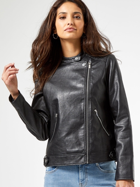 

DOROTHY PERKINS Women Black Solid Biker Jacket