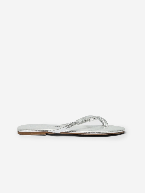 

DOROTHY PERKINS Women Silver-Toned Solid One Toe Flats