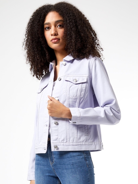 

DOROTHY PERKINS Women Lavender Solid Denim Jacket