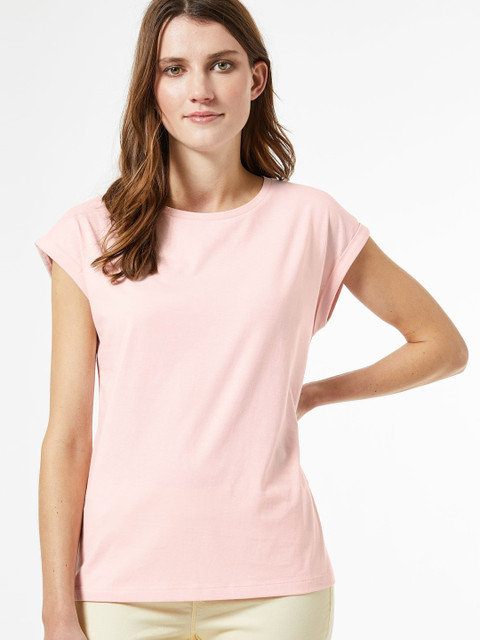 

DOROTHY PERKINS Women Pink Solid Round Neck T-shirt