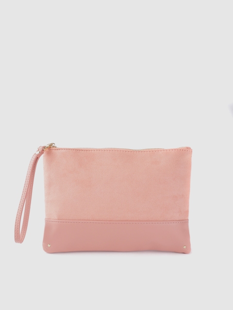 

DOROTHY PERKINS Peach-Coloured Solid Suede Finish Purse