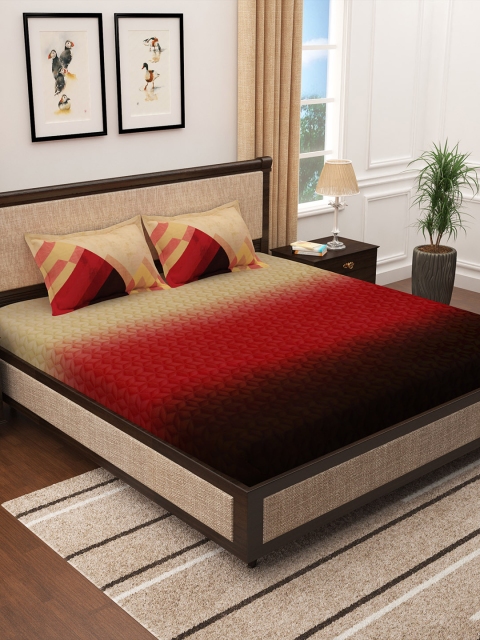 

Story@home Red & Beige Geometric 300 TC Cotton 1 King Bedsheet with 2 Pillow Covers