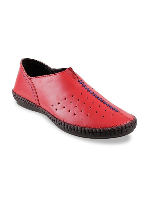 

Mochi Men Red Perforations Leather Slip-On Sneakers
