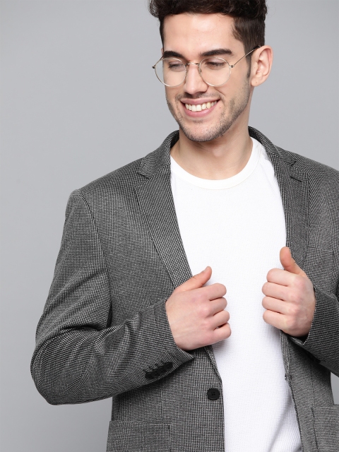 

Mast & Harbour Men Black & White Checked Regular Fit Casual Blazer