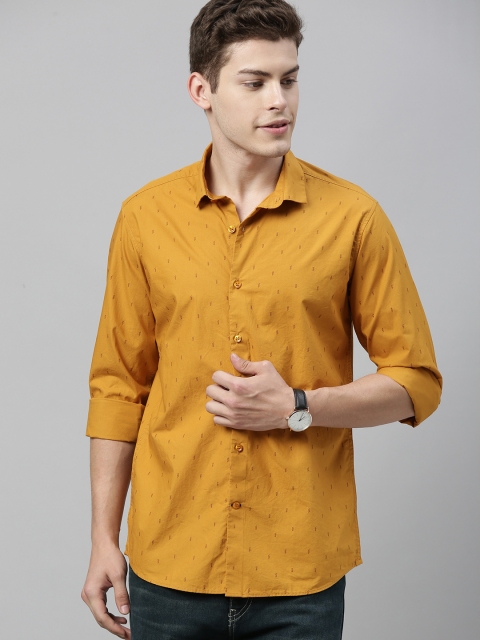 

Mast & Harbour Men Mustard Yellow Regular Fit Printed Casual Shirt