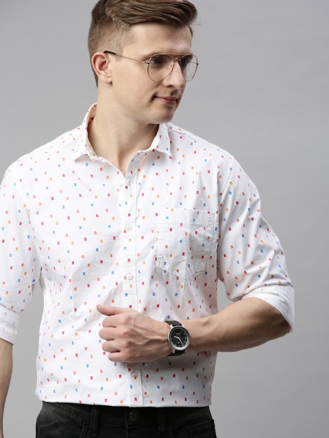 

Mast & Harbour Men White & Red Regular Fit Printed Smart Casual Shirt