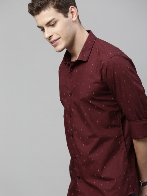 

Mast & Harbour Men Maroon Regular Fit Micro Printed Casual Shirt