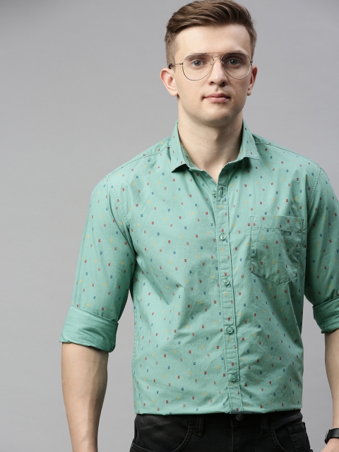 

Mast & Harbour Men Sea Green & Red Regular Fit Printed Smart Casual Shirt