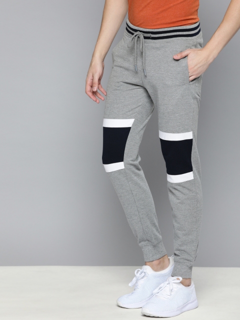 

Mast & Harbour Men Grey Solid Slim Fit Joggers with Striped Detail