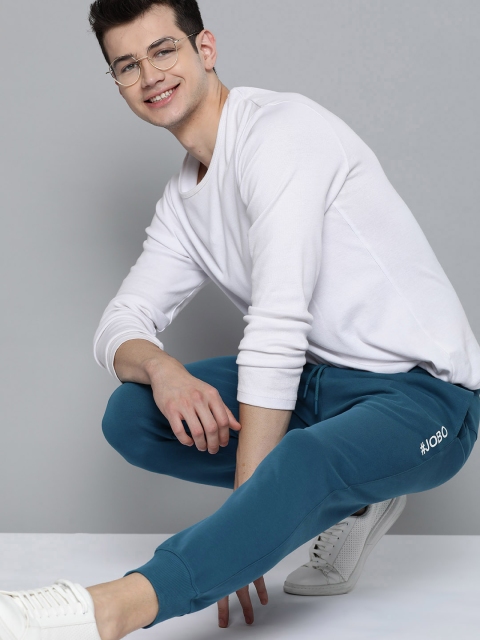 

Mast & Harbour Men Teal Blue Solid Joggers