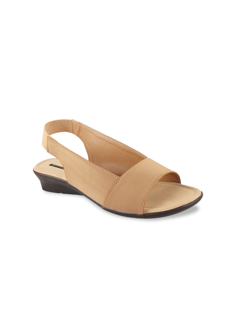 

Shoetopia Women Beige Solid Fabric Open Toe Flats