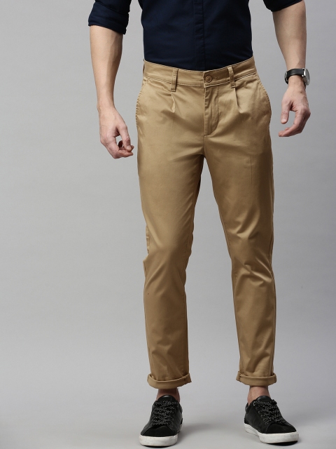 

Mast & Harbour Men Khaki Regular Fit Solid Regular Trousers