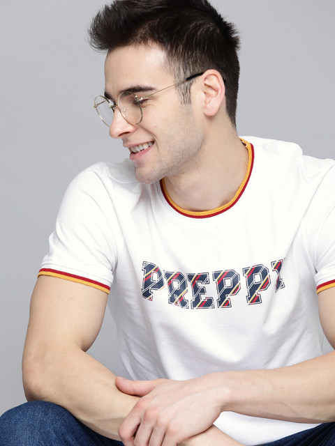 

Mast & Harbour Men White Pure Cotton Printed Round Neck T-shirt