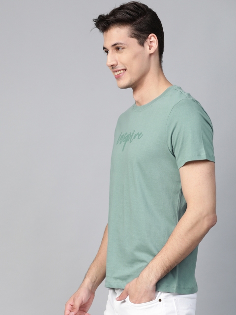 

Mast Harbour Men Green Printed Detail Round Neck Pure Cotton T-shirt